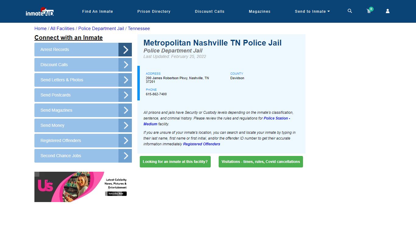 Metropolitan Nashville TN Police Jail & Inmate Search - Nashville, TN